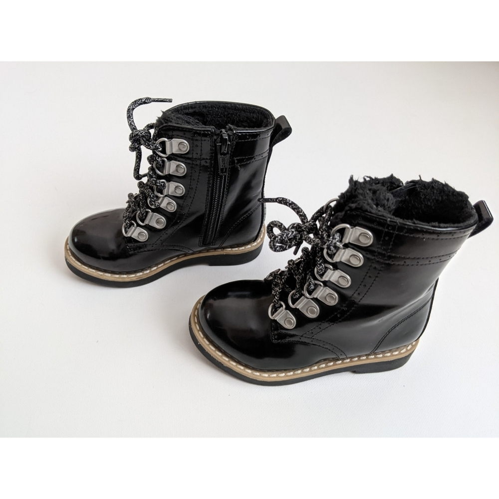H&M Black Boots With Warm Lining Little Girl's Size 7.5